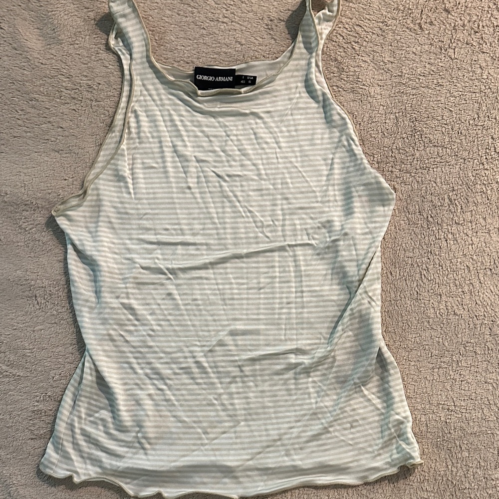 Giorgio Armani Women's Light Gray Striped Tank Top